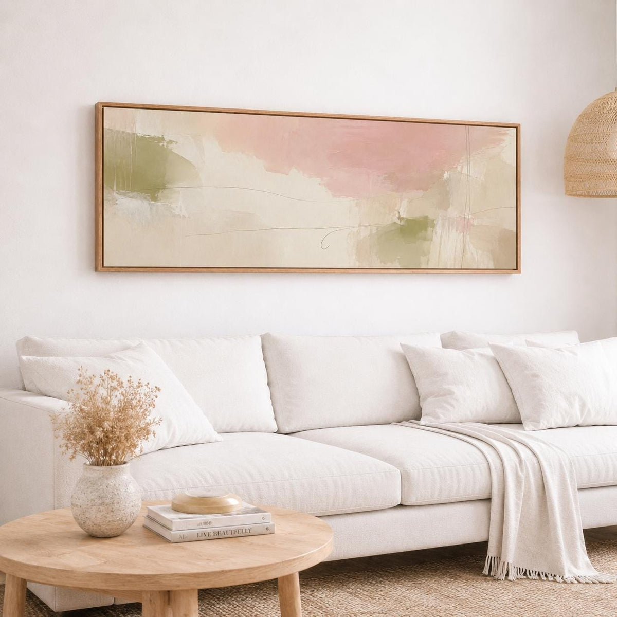 Abstract Pastel Landscape Painting Print, Minimal Soft Tones Decor