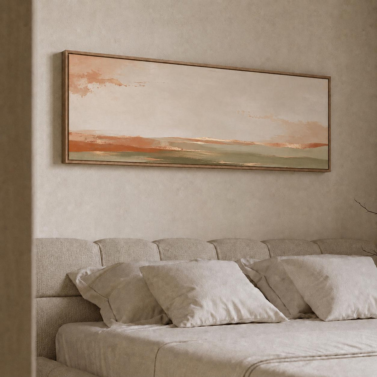 Olive Green, Terracotta, and Gold Abstract Canvas Print, Neutral Panorama With Warm Tones