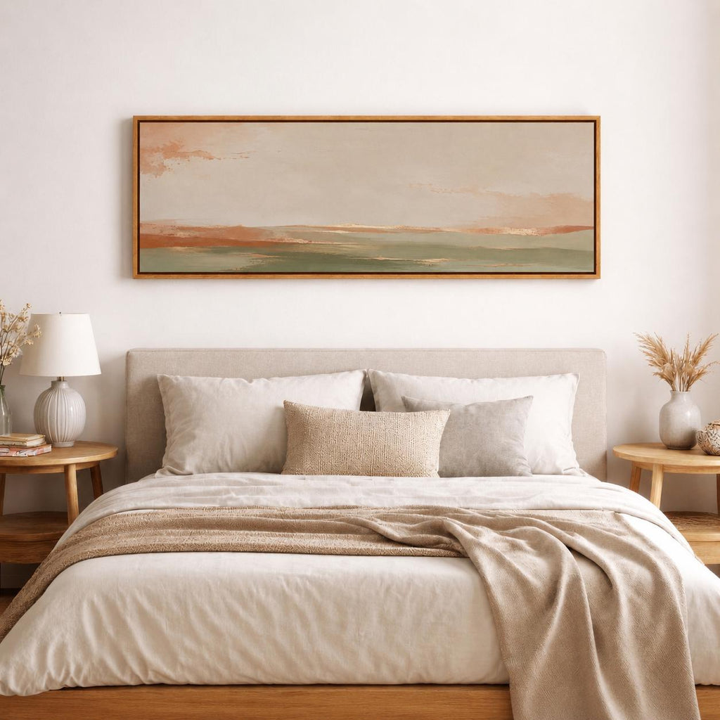 Olive Green, Terracotta, and Gold Abstract Canvas Print, Neutral Panorama With Warm Tones