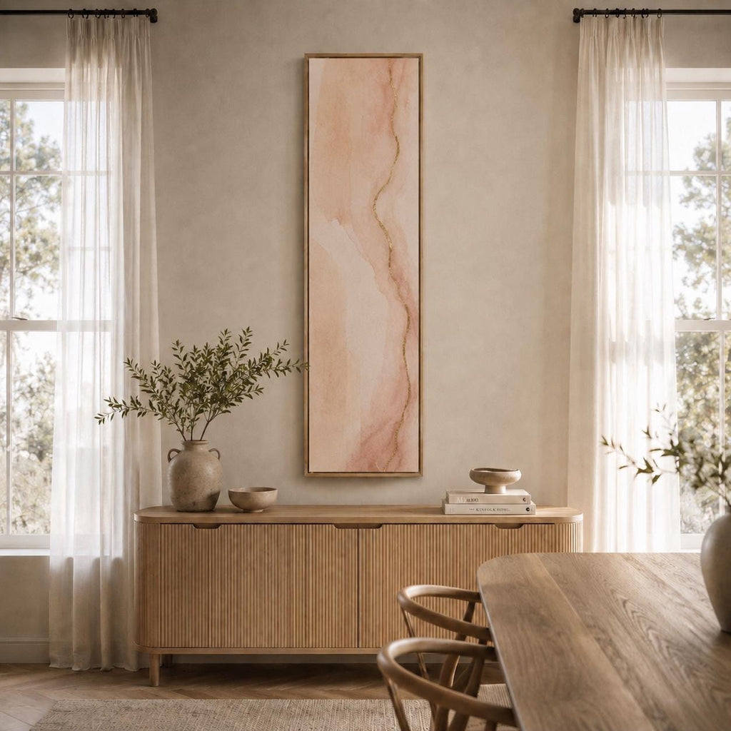 Blush Pink Abstract Marble Canvas Print, Japandi Minimalist Wall Art, Warm Neutral Decor