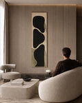Bauhaus Vertical Canvas Print | Olive Green Charcoal Abstract Wall Art
