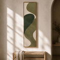 Olive Green Abstract Canvas Print, Japandi Vertical Wall Art, Minimalist Decor