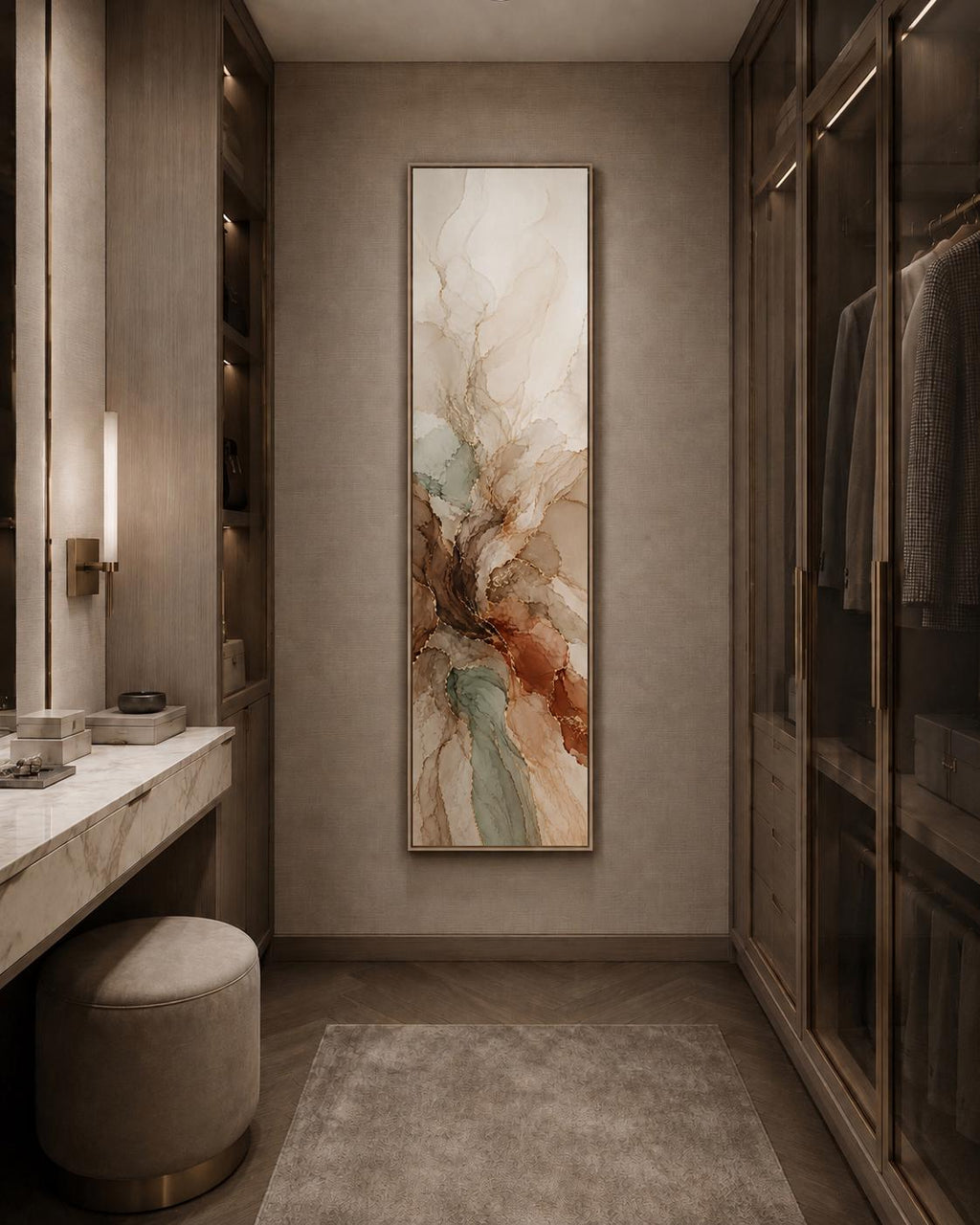 Beige Vertical Abstract Earth Tone Canvas Art, Terracotta Wabi Sabi Decor