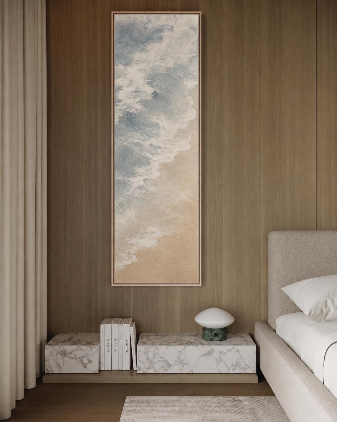 Coastal Beach Canvas Print, Soft Blue Ocean Abstract Wall Decor