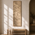 Narrow Vertical Bamboo Shadow Canvas Print: Wabi Sabi Botanical Wall Art