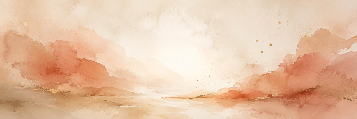 Abstract Terracotta Wall Art, Panoramic Sizes Beige & Pastel Peach Canvas Print