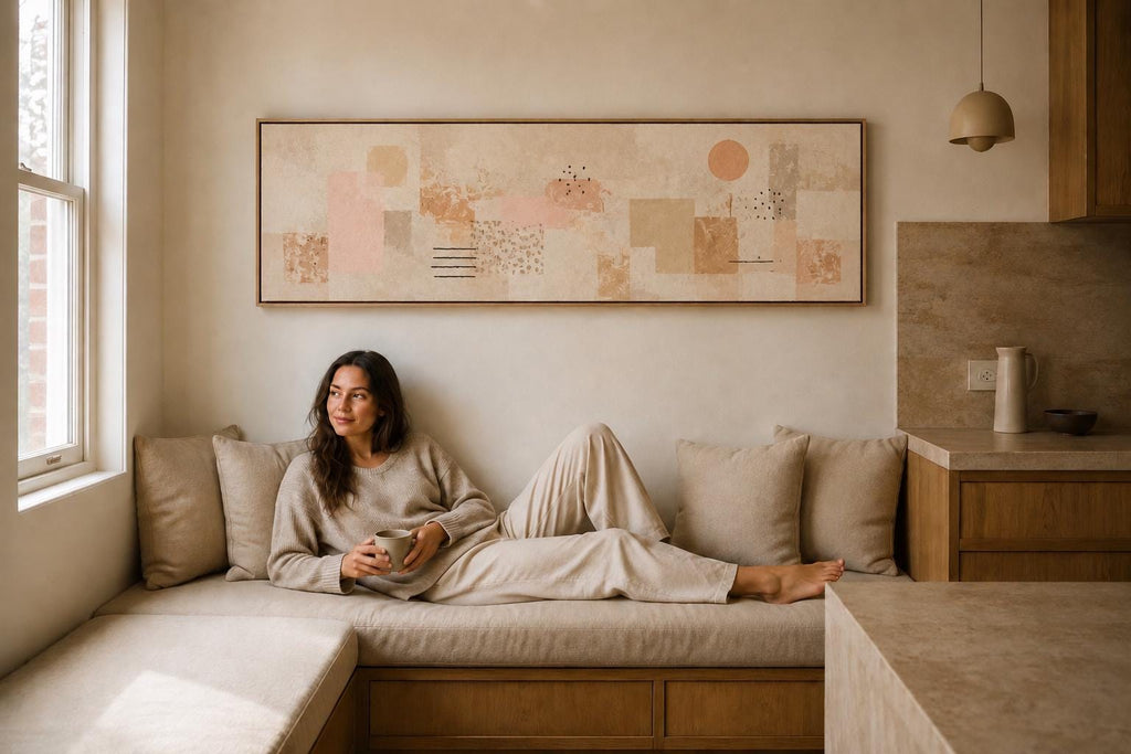 Modern Abstract Wall Art: Neutral Canvas Print With Accents