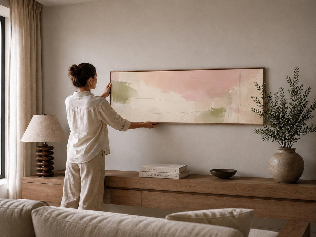 Abstract Pastel Landscape Painting Print, Minimal Soft Tones Decor