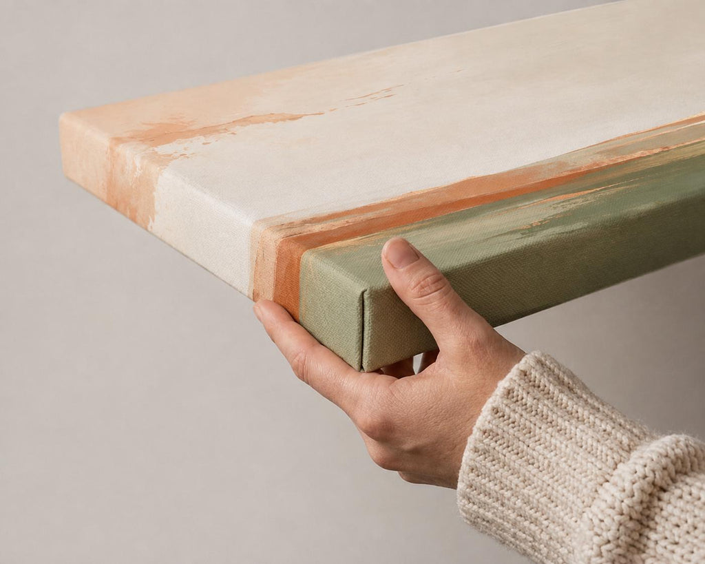 Olive Green, Terracotta, and Gold Abstract Canvas Print, Neutral Panorama With Warm Tones
