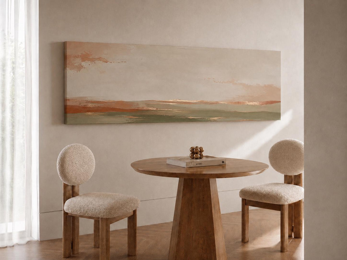 Olive Green, Terracotta, and Gold Abstract Canvas Print, Neutral Panorama With Warm Tones