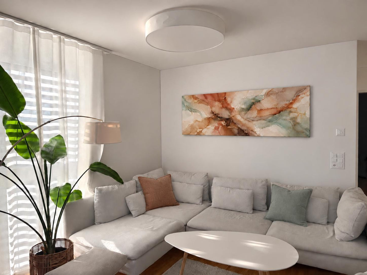 Large Abstract Earth Tone & Terracotta Aqua Canvas Print