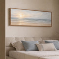 Coastal Sunset Canvas Print, Pastel Peach and Blue Ocean Panorama