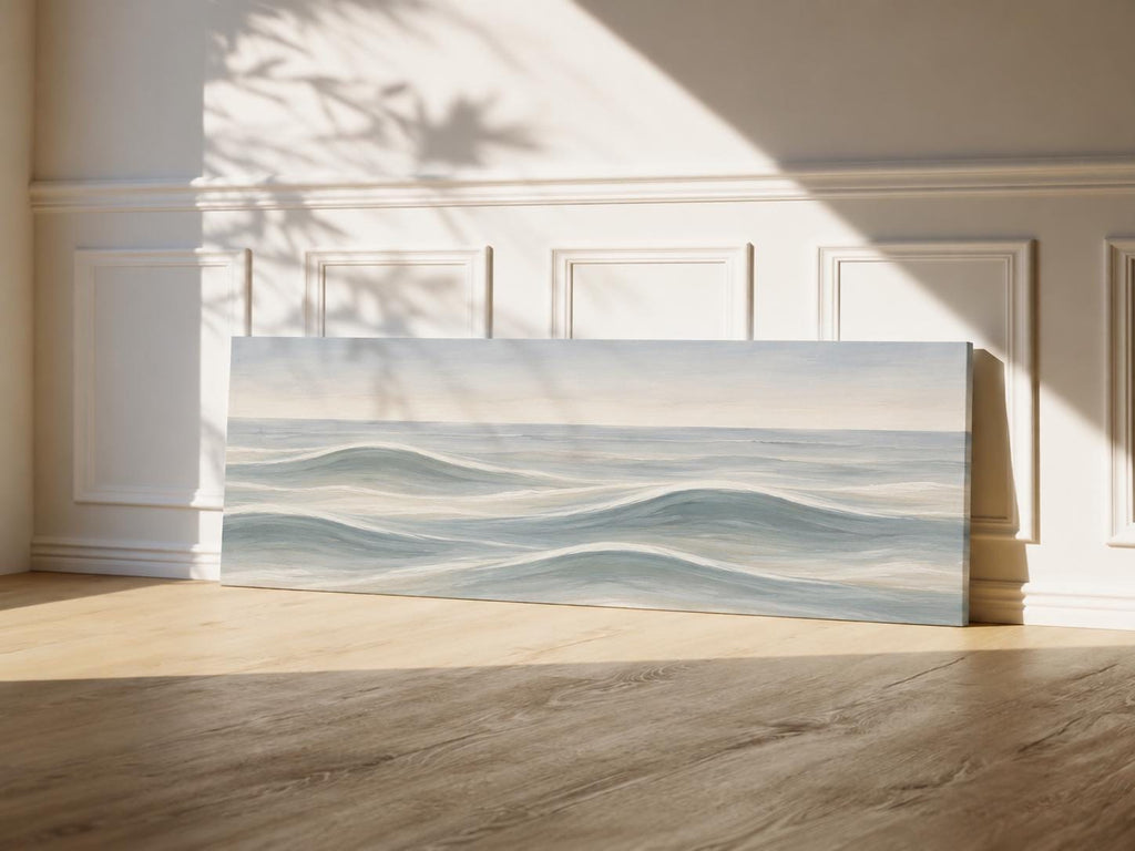 Abstract Blue Ocean Canvas Print, Coastal Panorama