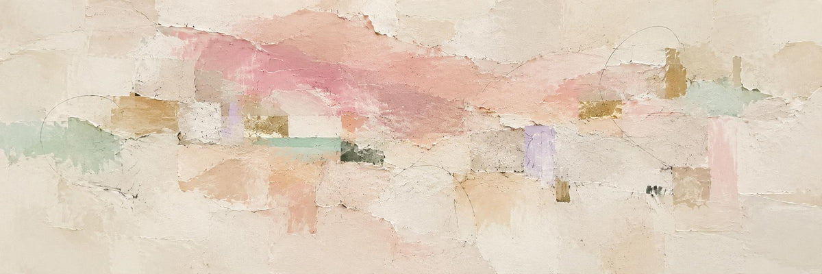 Contemporary Beige and Pink Abstract Art: Soft Pastel Canvas Print