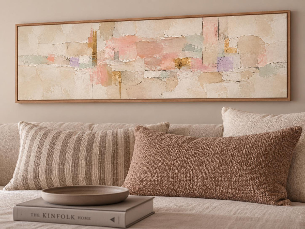 Extra Large Painting: Soft Pink and Peach Abstract Canvas Print
