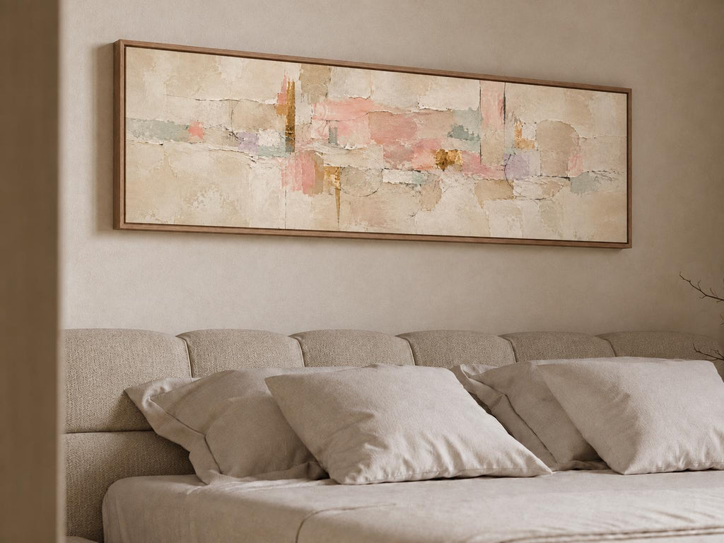 Extra Large Painting: Soft Pink and Peach Abstract Canvas Print