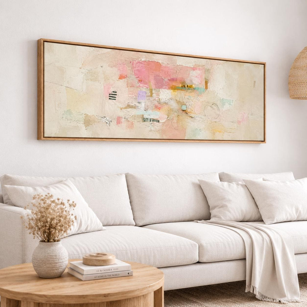 Abstract Beige, Peach and Pink Panorama: Canvas Print
