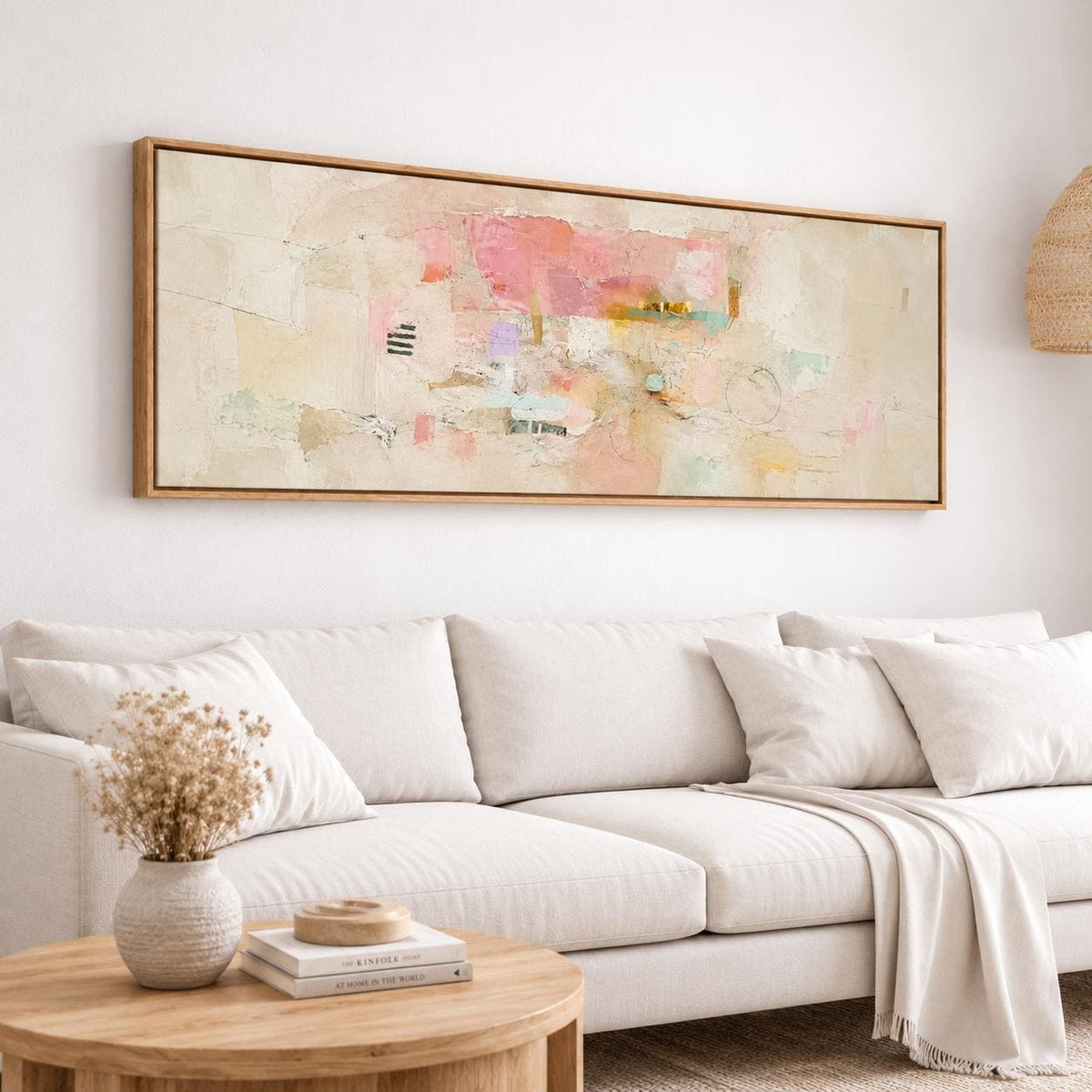 Abstract Beige, Peach and Pink Panorama: Canvas Print