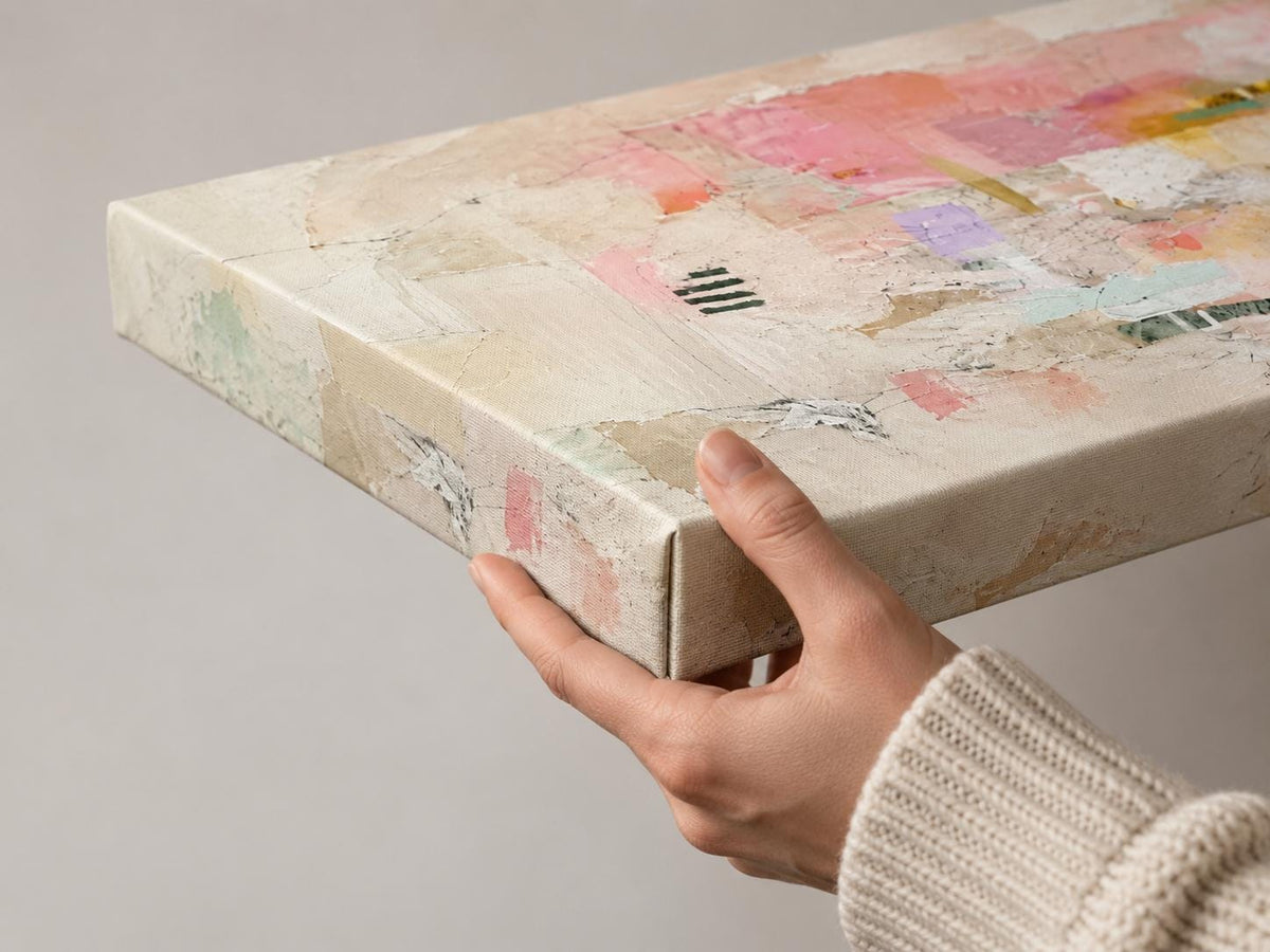 Abstract Beige, Peach and Pink Panorama: Canvas Print