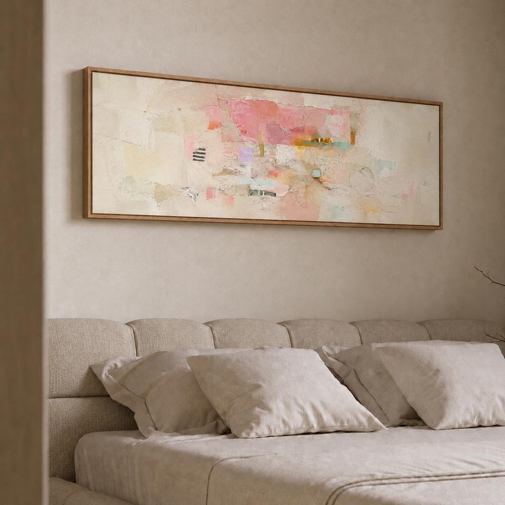 Abstract Beige, Peach and Pink Panorama: Canvas Print