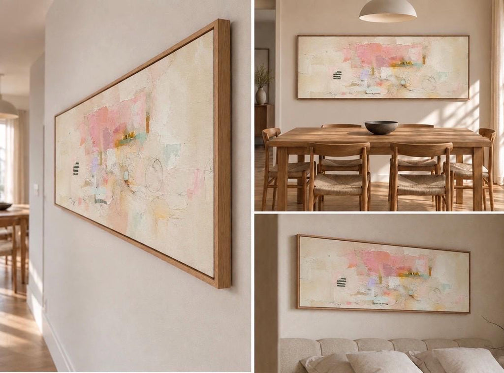 Abstract Beige, Peach and Pink Panorama: Canvas Print