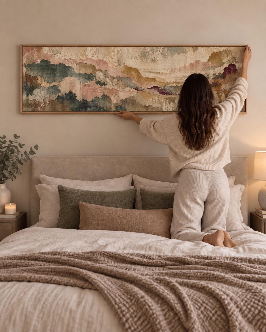 Earthy Tapestry Canvas Print, Terracotta and Beige Panorama