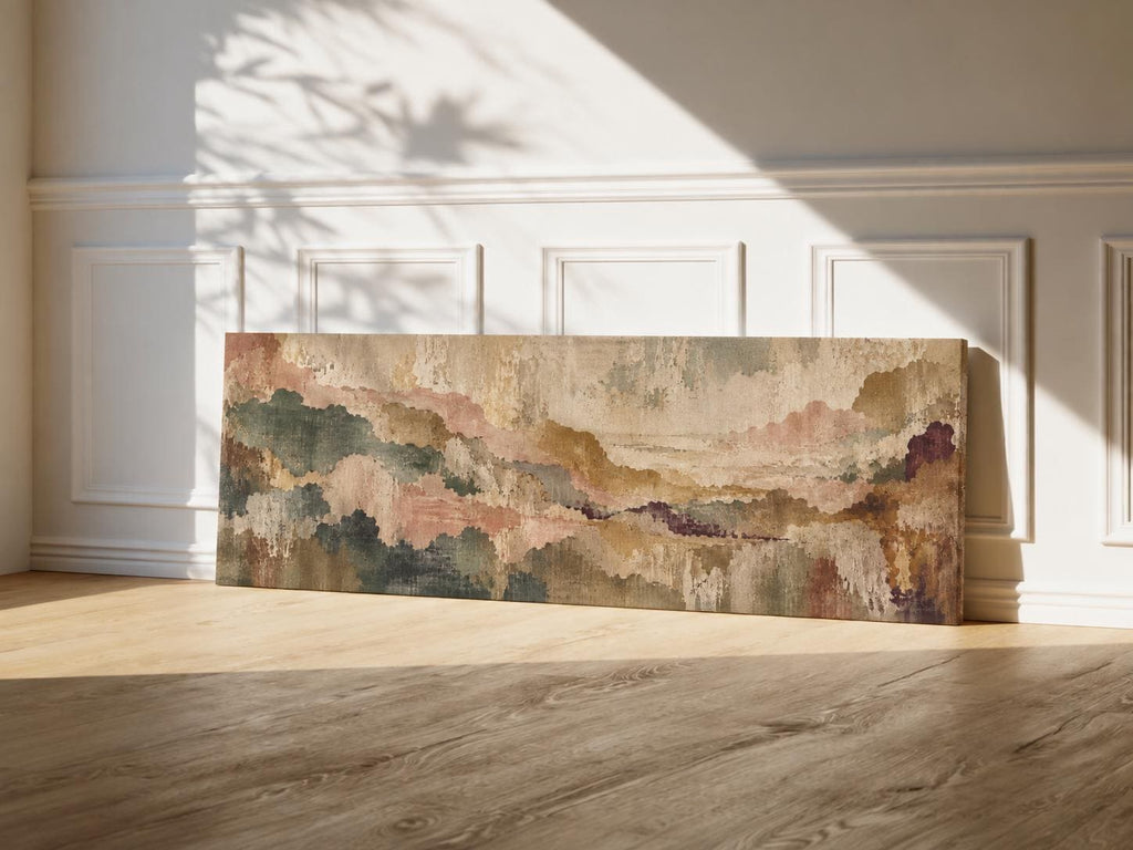 Earthy Tapestry Canvas Print, Terracotta and Beige Panorama