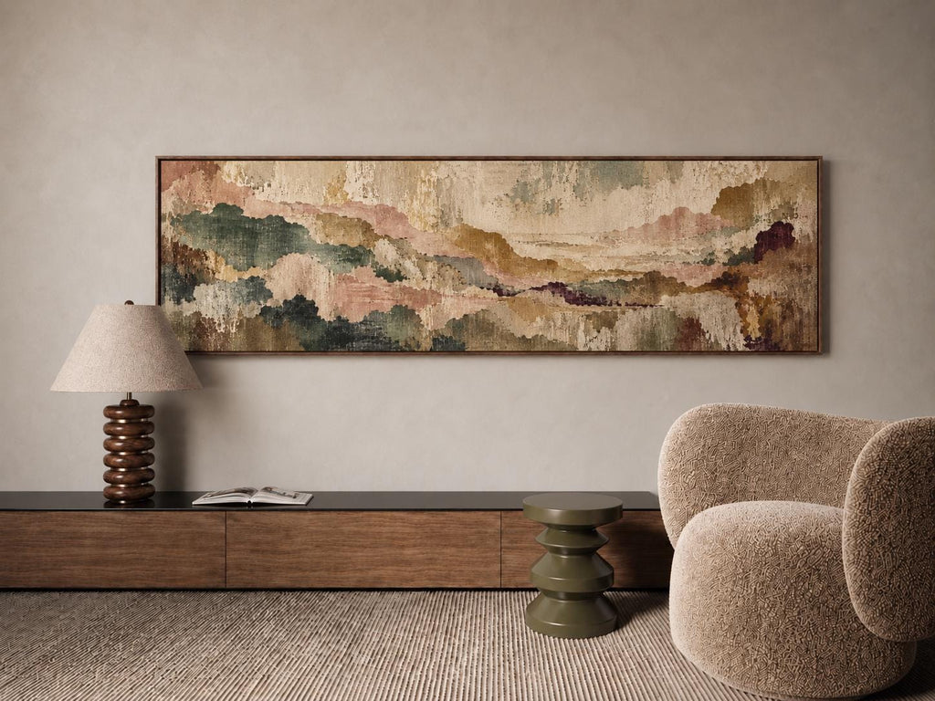 Earthy Tapestry Canvas Print, Terracotta and Beige Panorama