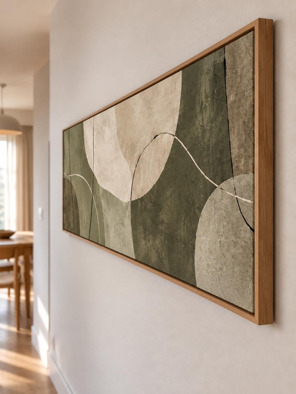 Olive Green Abstract Painting, Japandi Wabi Sabi Canvas Print