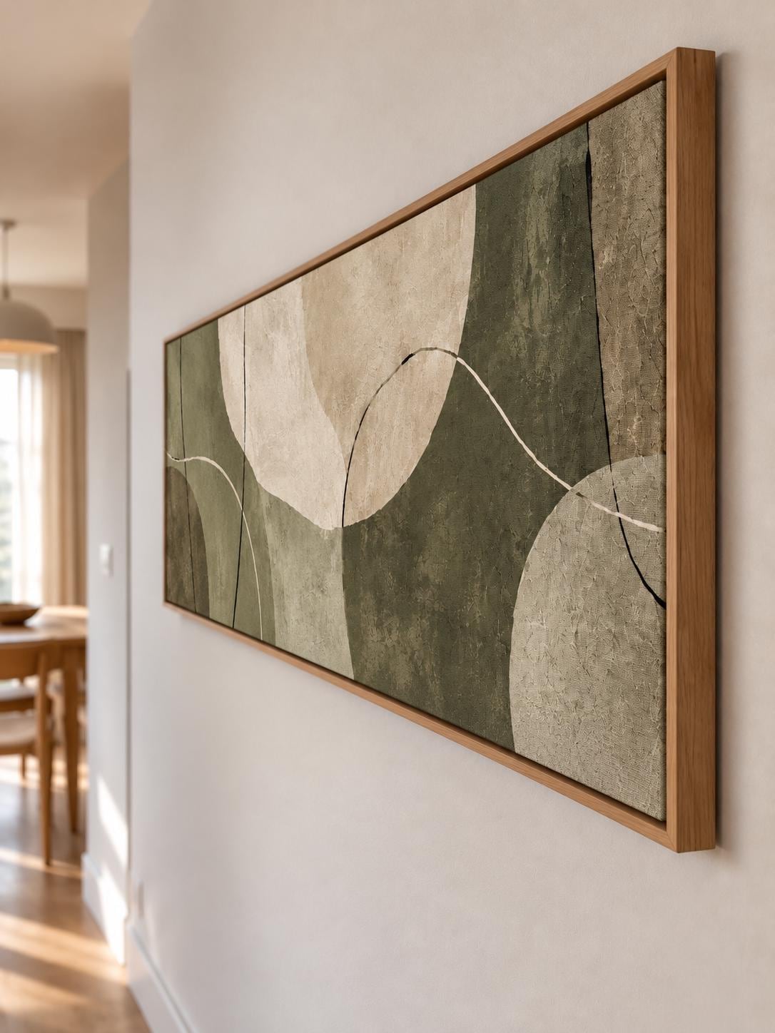 Olive Green Abstract Painting, Japandi Wabi Sabi Canvas Print