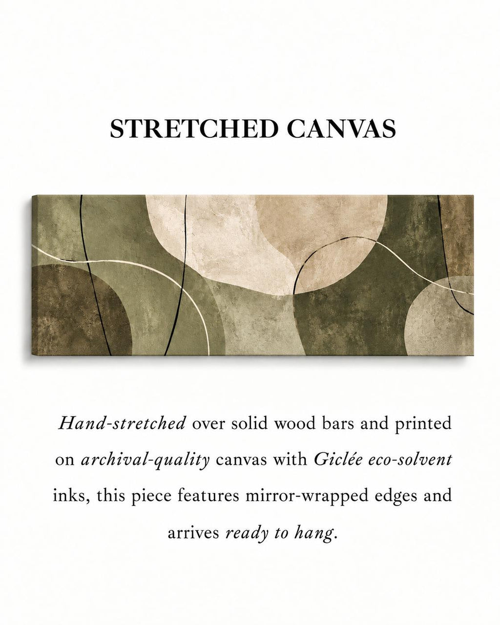 Olive Green Abstract Painting, Japandi Wabi Sabi Canvas Print