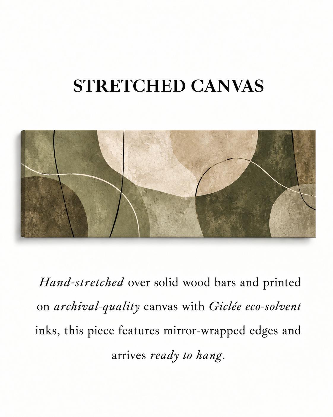 Olive Green Abstract Painting, Japandi Wabi Sabi Canvas Print