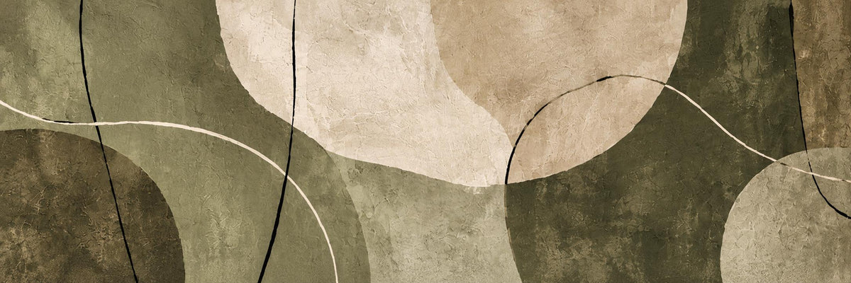 Olive Green Abstract Painting, Japandi Wabi Sabi Canvas Print