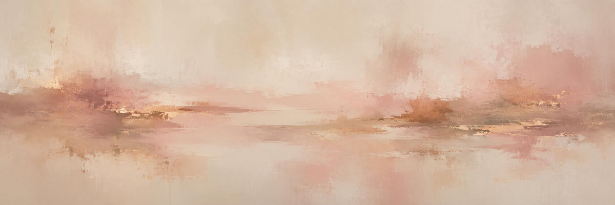 Blush Pink and Beige Abstract Canvas Print, Narrow Panorama Decor
