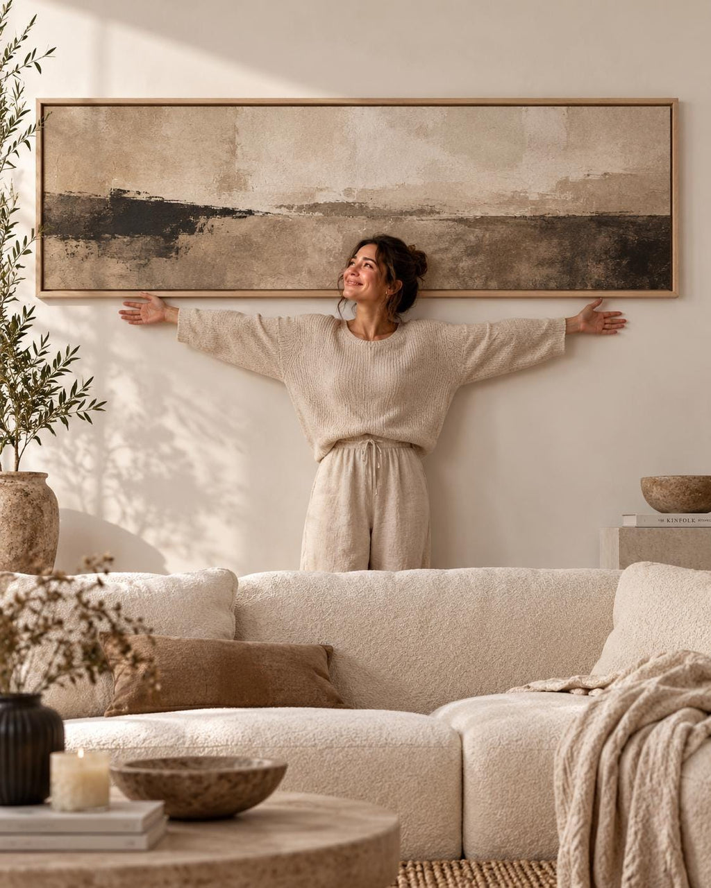 Earth Tone XL Painting: Japandi Wabi Sabi Canvas Print