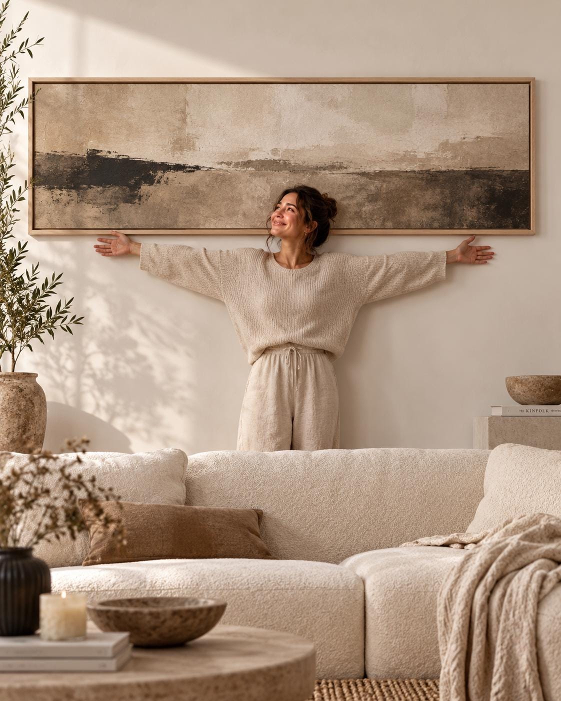 Earth Tone XL Painting: Japandi Wabi Sabi Canvas Print