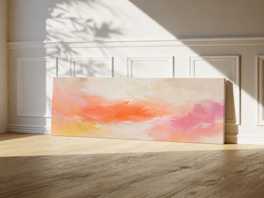 Bright Pink, Coral and Peach Abstract Art Print, Modern Wall Decor