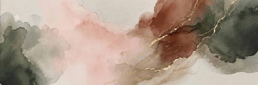 Earthy Abstract Panorama Canvas, Muted Sage Terracotta Landscape Art, Blush Pink