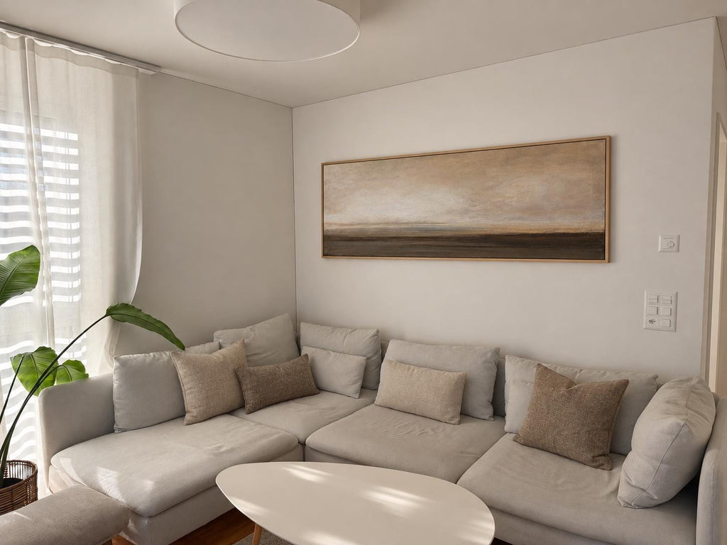 Earth Tone Panorama Canvas Print, Neutral Abstract Minimalism