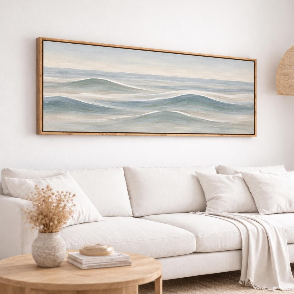 Abstract Blue Ocean Canvas Print, Coastal Panorama