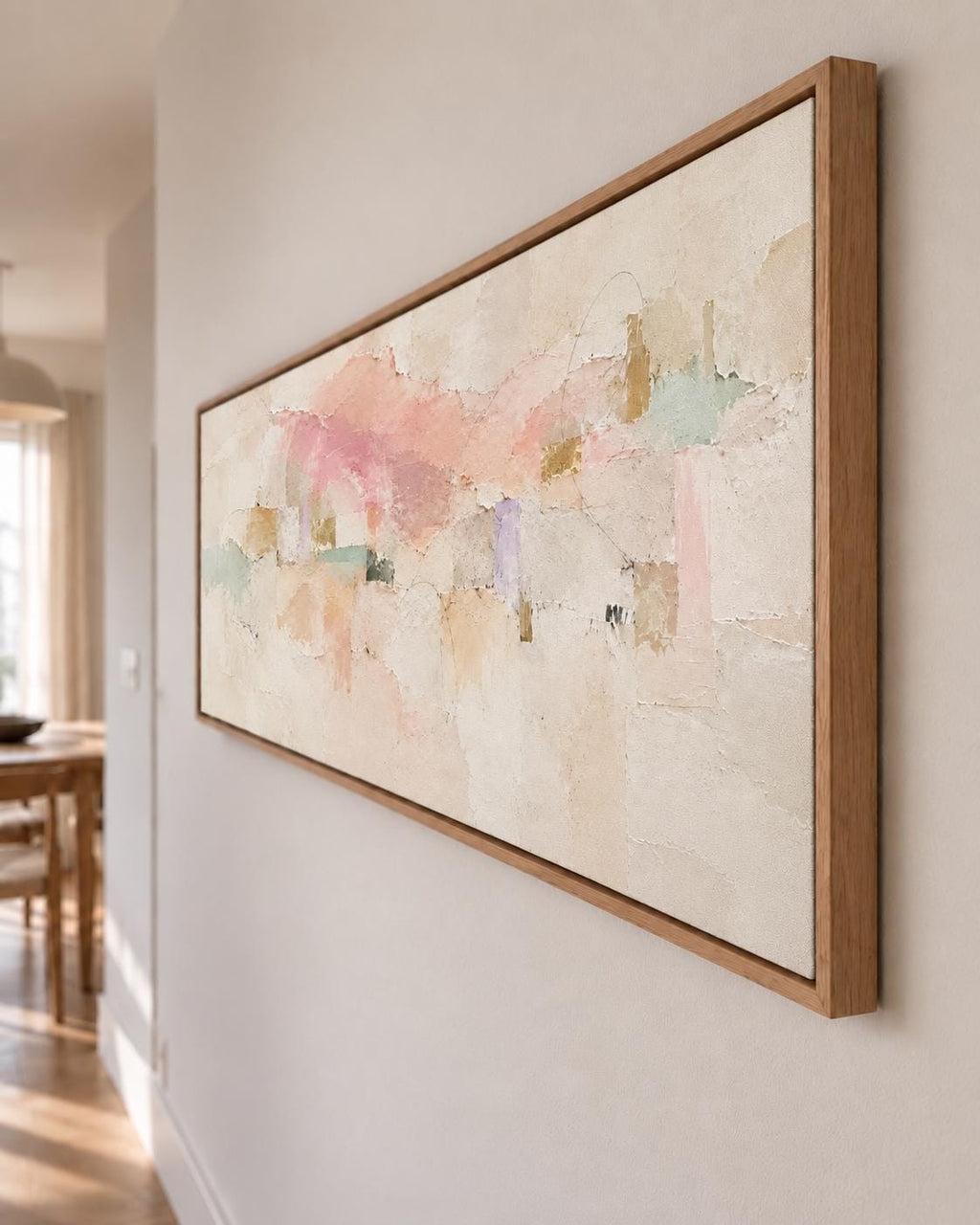 Contemporary Beige and Pink Abstract Art: Soft Pastel Canvas Print