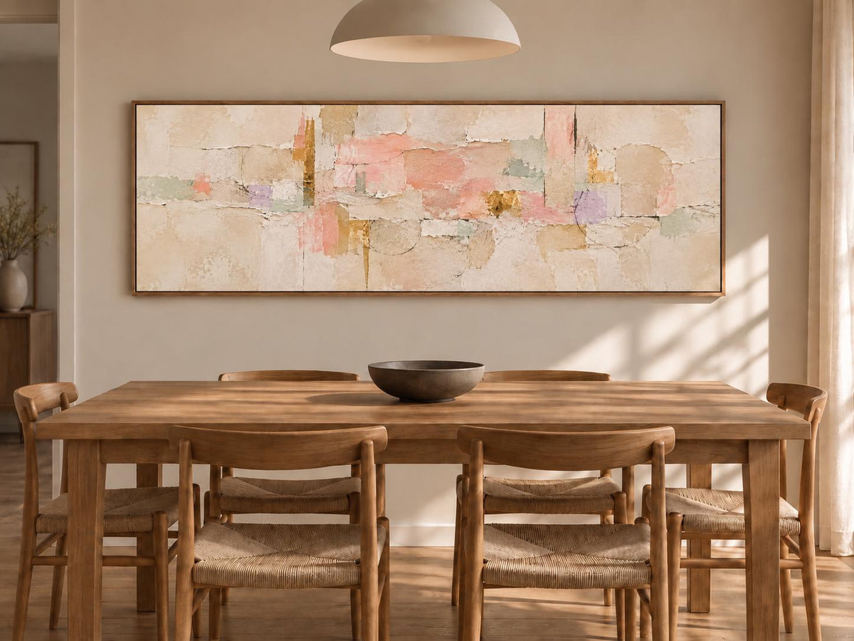 Extra Large Painting: Soft Pink and Peach Abstract Canvas Print