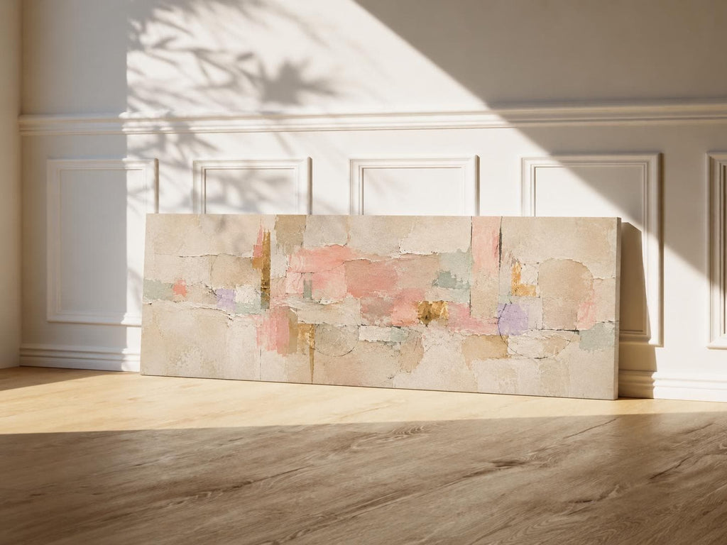Extra Large Painting: Soft Pink and Peach Abstract Canvas Print