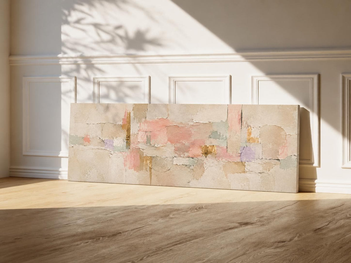 Extra Large Painting: Soft Pink and Peach Abstract Canvas Print