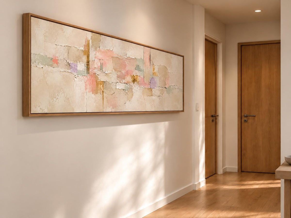 Extra Large Painting: Soft Pink and Peach Abstract Canvas Print