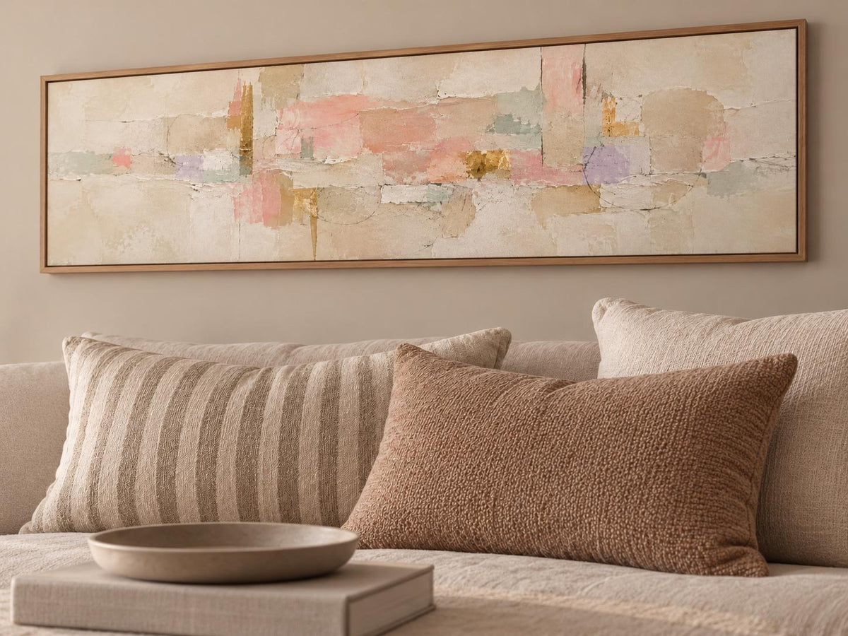 Extra Large Painting: Soft Pink and Peach Abstract Canvas Print