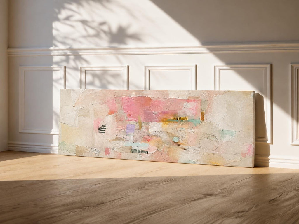 Abstract Beige, Peach and Pink Panorama: Canvas Print