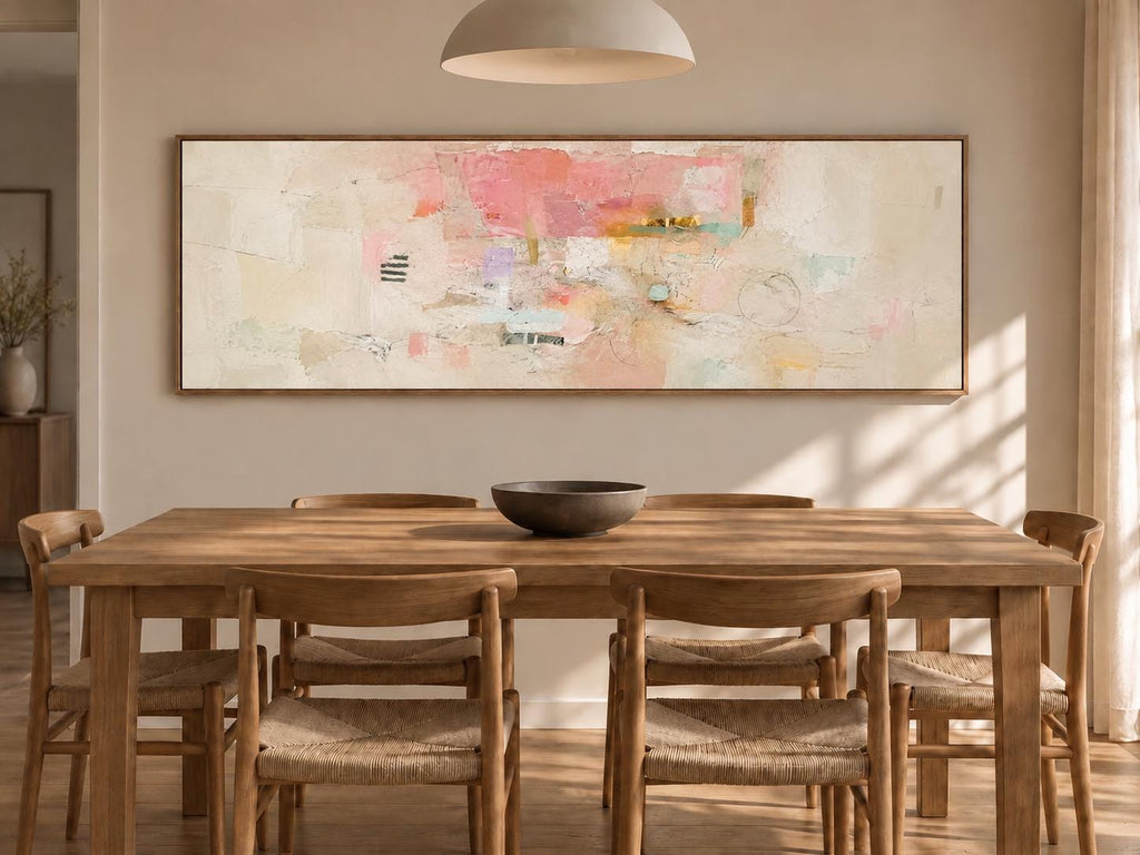 Abstract Beige, Peach and Pink Panorama: Canvas Print
