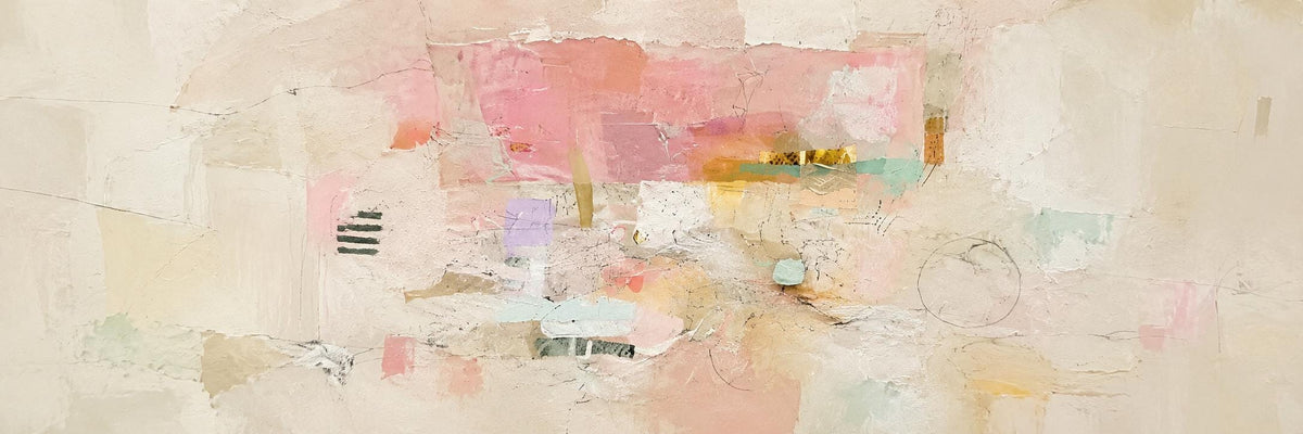 Abstract Beige, Peach and Pink Panorama: Canvas Print