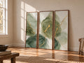 Olive Green Abstract Triptych: Large Watercolor Canvas Print (Set of 3)